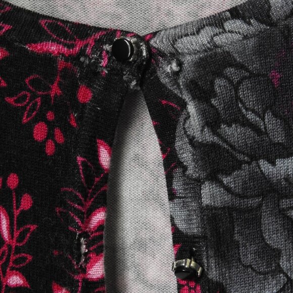 Premise Studio 8 Button Cardigan Sweater Black and Pink w/Stylish Button… - Picture 2 of 6